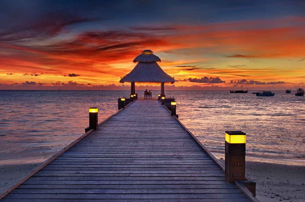 In the Maldives, fantastically beautiful sunsets
